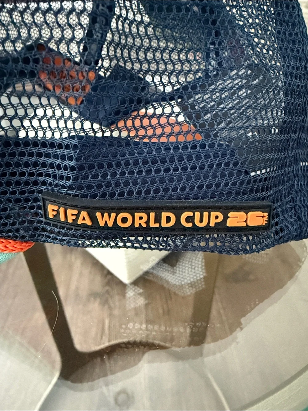 🆕FIFA World Cup Kids Foam Trucker Hat - Mint Green/Navy with Orange Trim